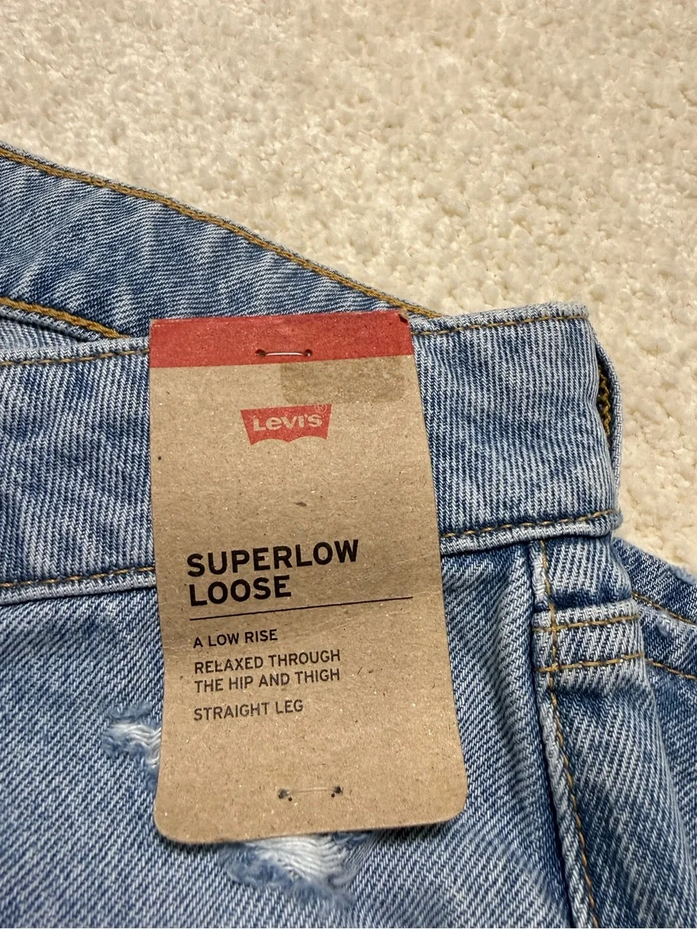 Levi's Superlow Loose Low Rise Distressed Light Wash Denim Jeans Size 32 14 - Picture 10 of 15